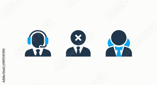 Customer support unavailable user team group icons representing diverse business roles and statuses with user icon business people human resources access denied employee representative teamwork