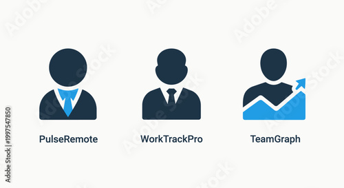 Business professional icons for remote work tracking team performance growth business professional tracking performance management executive employee corporate silhouette progress