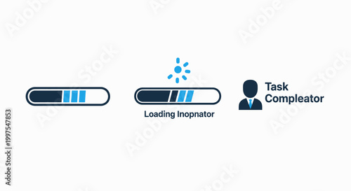 Progress loading bar and task completion icons for efficiency and project inception with progress completion efficiency indicator business management development successful professional