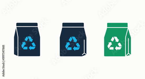 Eco-friendly recycling bags with universal recycle symbol for waste management and sustainability recycling sustainability environment conservation environmental conscious responsibility