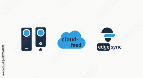 Cloud and edge computing icons for data synchronization and server infrastructure with big data internet of things computing infrastructure technology internet connection transfer information