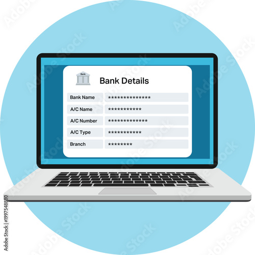 Slika na platnu Laptop Online Bank Account Details Interface for Digital Finance and Banking Ill