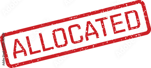 Red rubber stamp clearly displaying the word ALLOCATED in a grunge textured rectangular frame