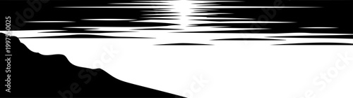 Coastal horizon with light reflecting on water