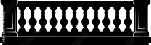Classical stone balustrade railing silhouette