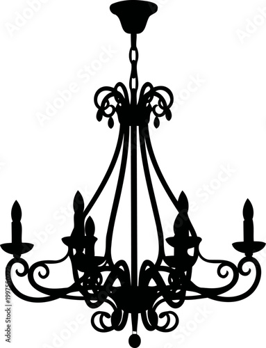 Elegant chandelier light fixture hanging silhouette