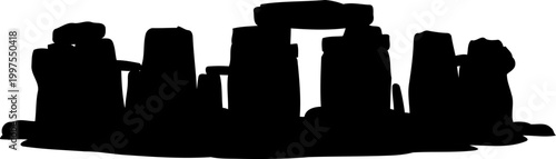 Historic stonehenge monument silhouette in the english countryside