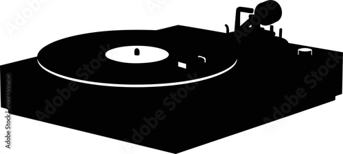 Modern vinyl record player turntable silhouette