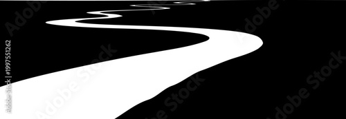 Winding road perspective leading into a dark horizon