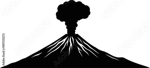 Active volcano erupting ash into the atmosphere