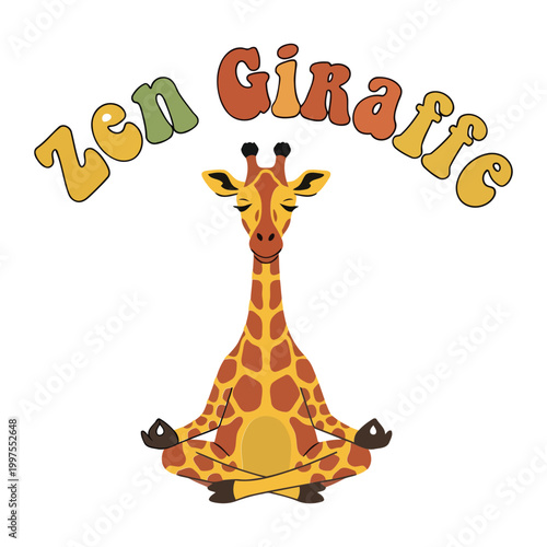 Cartoon giraffe in yoga pose with text animal 1