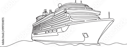 minimal line drawing ocean cruise ship travel liner nautical journey vacation ship sea transport illustration