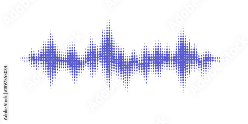 Modern digital sound wave vector illustration featuring a blue audio equalizer waveform pulse for music technology and medical frequency heart monitoring design
