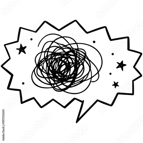 Scribble Speech Bubble Line Icon Vector Illustration