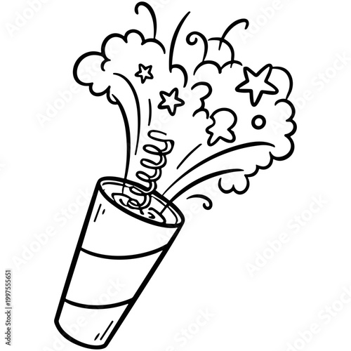 Party Popper Explosion Line Icon Vector Illustration