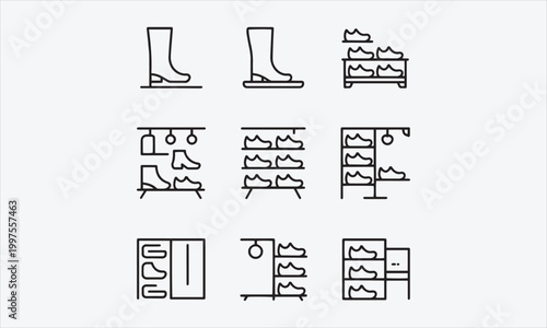 Boot Rack Line art vector icon set abstract pattern vector illustration