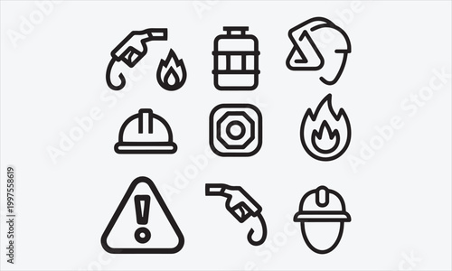 Fuel Safety Line art vector icon set clean abstract shapes Vector illustration