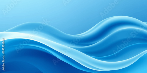 An artistic blue abstract background featuring a fluid water wave design with flowing silk textures and light vector curves for a modern motion wallpaper