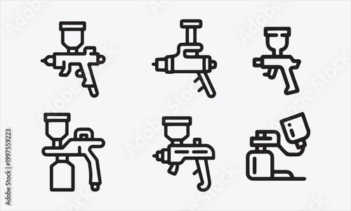 Paint Sprayer Line art icon set vector simple abstract shapes Vector illustration 