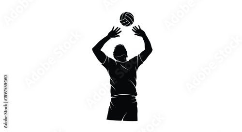 Volleyball player preparing to serve arms raised dynamic pose silhouette