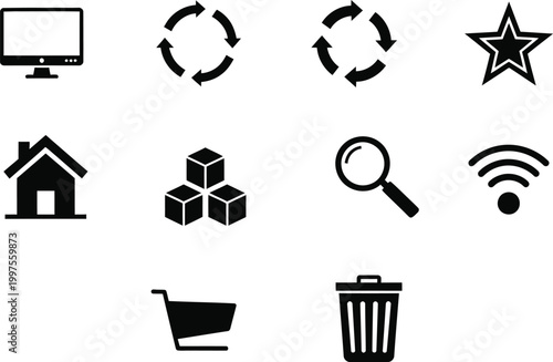 set of flat ui icons on white background