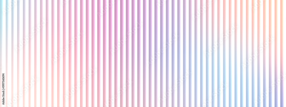 Fototapeta premium Pastel ribbed glass texture with holographic gradient. Abstract vertical stripe background. Modern fractal glass effect.