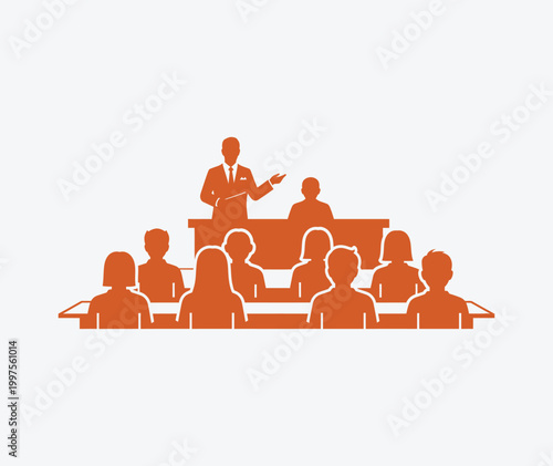 Businessman giving presentation to audience Vector, EPS