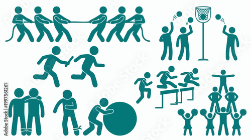 Sports and Team Games Pictograms - Stick Figures for Competition and Leisure