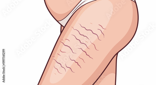 Close-up illustration of a human leg with stretch marks