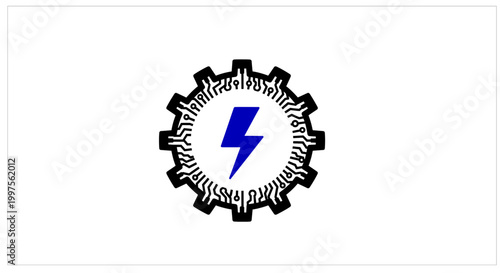 Energy technology icon. Circuit board power and engineering symbol