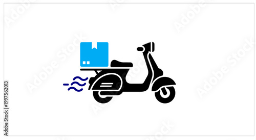 Fast delivery icon. Scooter courier and express shipping symbol