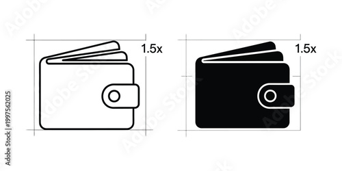 Comparison of a standard wallet and a black wallet with a 1.5x size multiplier
