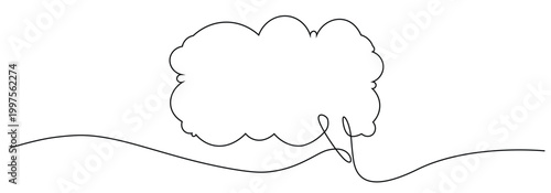 Continuous line drawing of a cloud or speech bubble minimalist one line art