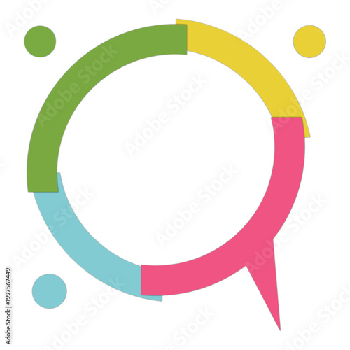 Colorful Circular Speech Bubble Logo Icon for Community Communication and Teamwork Concept