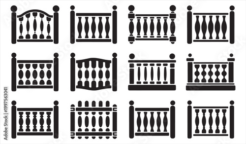 Bed headboard silhouettes set featuring modern and classic furniture design elements