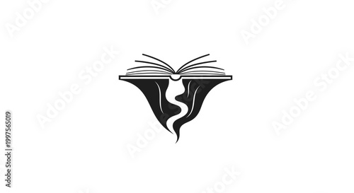 A stylized illustration of a face emerging from an open book.