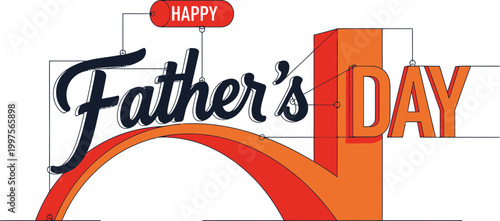 Vibrant orange and black father s day greeting card with arch and text
