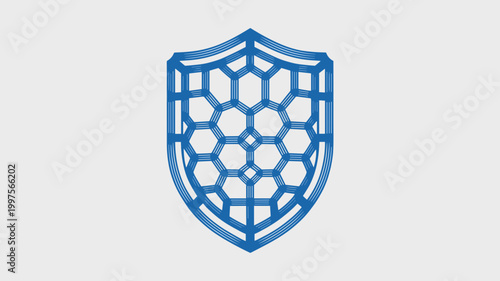 Blue hexagonal shield protection icon – Ideal for cybersecurity branding, antivirus software, or data protection services.