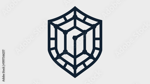 Navy blue geometric shield for antivirus – Great for technology firms, firewall software, or secure networking promotions.