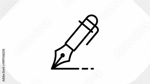 Sleek digital pen line art icon – Ideal for graphic design tools, electronic signature software, or creative agencies.