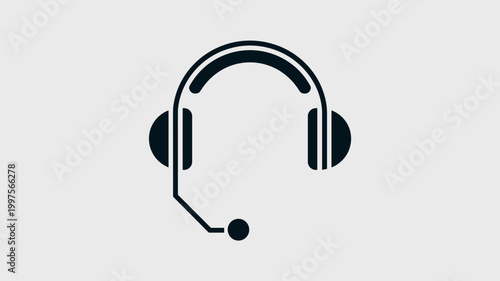 Black outline headset icon for support – Suitable for gaming accessories, audio technology, or virtual assistant branding.