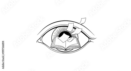 A creative eye with book pages.