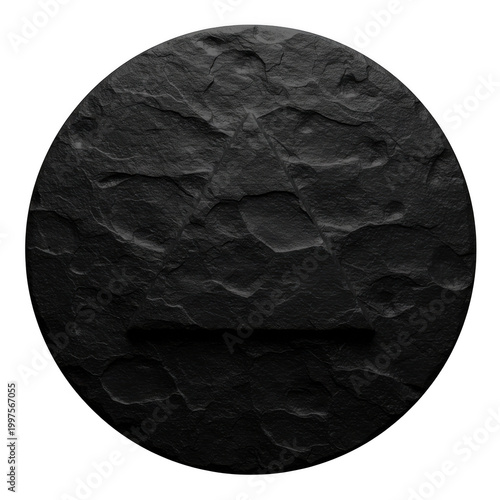 Dark grey stone circle with horizontal line isolated on transparent background