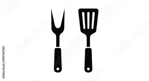 fork and spatula silhouette high quality professional detailed modern elegant stylish