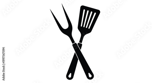 crossed barbecue tools silhouette high quality professional detailed modern elegant stylish