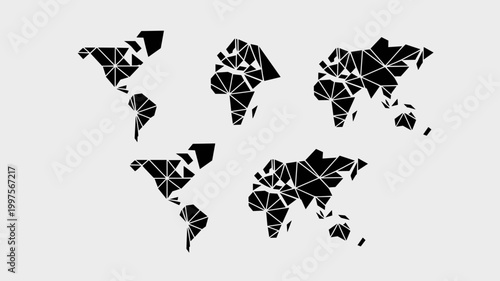 Crystalline Continental Map Outline – Suitable for modern corporate identity, global connectivity symbols, or minimalist travel branding.