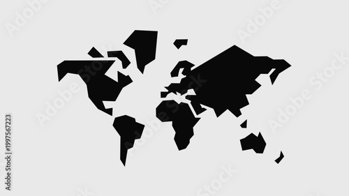 Modular Geometric Global Map Icon – Ideal for network infrastructure visuals, international non-profit branding, or global data reports.