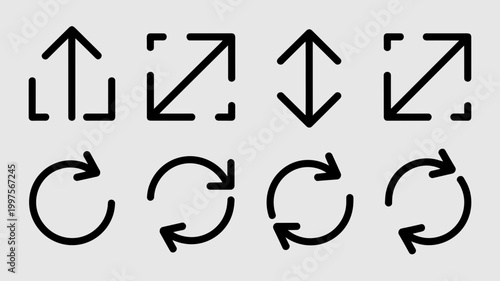 Flat Geometric Arrow and Refresh Set – Perfect for navigation UI, software update indicators, or technical documentation wayfinding.