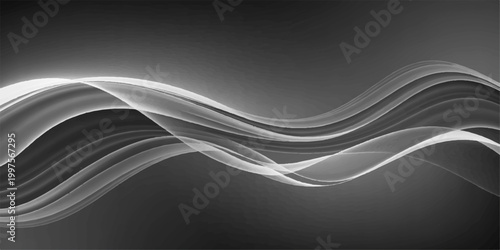 Vászonkép A mesmerizing monochromatic display of fluid, ethereal lines that ebb and flow across a gray canvas, a testament to the elegant dance of abstract form