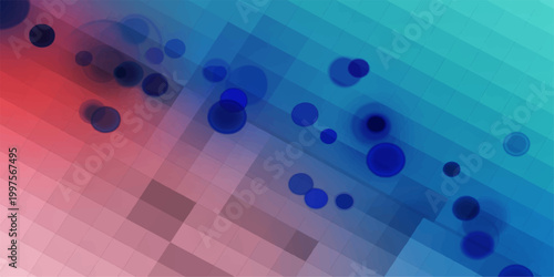 Abstract geometric background, vibrant red, blue, and teal gradients. Featuring an eye-catching composition, creating an immersive visual experience. 